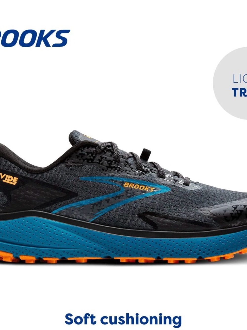 Brooks Men’s Gray and Blue Trail Running Shoe with Orange Outsole - Picture 2 of 16